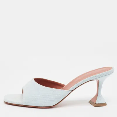Pre-owned Amina Muaddi Lupita Size 41 Blue Denim Slide Sandals