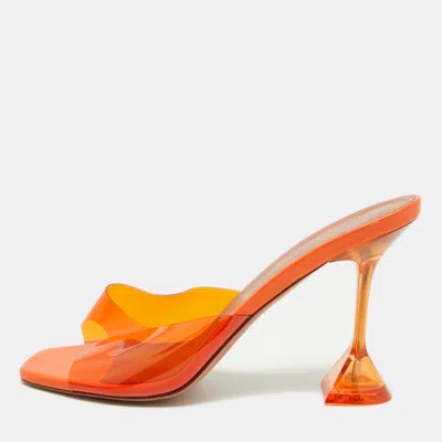 Pre-owned Amina Muaddi Lupita Size 41 Orange Pvc Slide Sandals