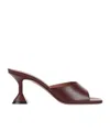 Amina Muaddi Wine Red Nappa Leather Lupita 70 Slippers In Burgundy