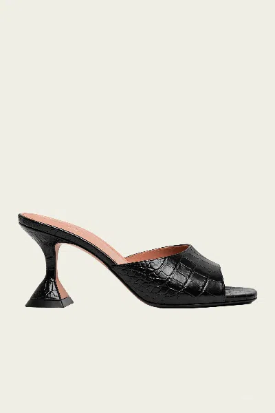 Amina Muaddi Lupita Slipper 70 In Black Printed Croc