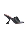 Amina Muaddi 90mm Lupita Sculpted Heel Sandals In Black