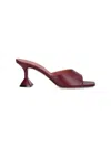 Amina Muaddi Sleek Pumps With Bold Red Heel And Contemporary Design In Burgundy