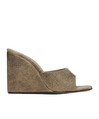 Amina Muaddi Lupita Square Toe Wedges In Brown