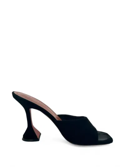 Pre-owned Amina Muaddi Lupita Suede Mules In Black
