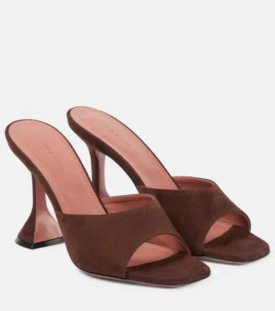 Amina Muaddi Brown Lupita Slipper Heeled Sandals In Mocha