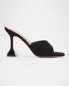 Amina Muaddi Lupita Suede Pedestal Mule Sandals In Black