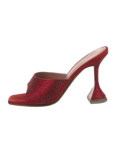 Pre-owned Amina Muaddi Lupita Suede Sandals In Metallic/red