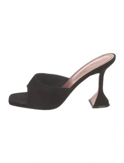 Pre-owned Amina Muaddi Lupita Suede Slides In Black