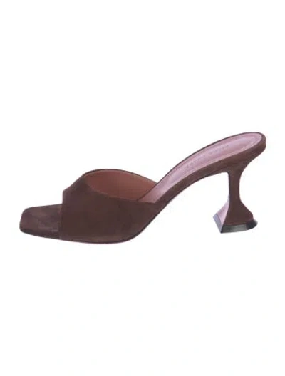 Pre-owned Amina Muaddi Lupita Suede Slides In Black