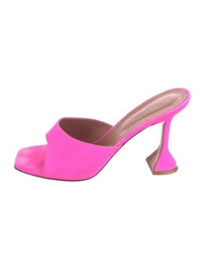 Pre-owned Amina Muaddi Lupita Suede Slides In Pink