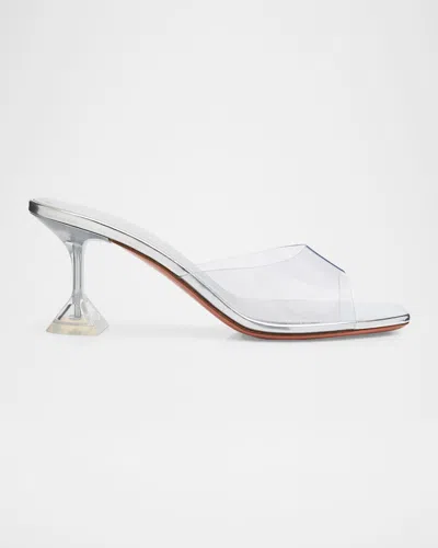 Amina Muaddi Lupita Transparent Mule Sandals In Silver
