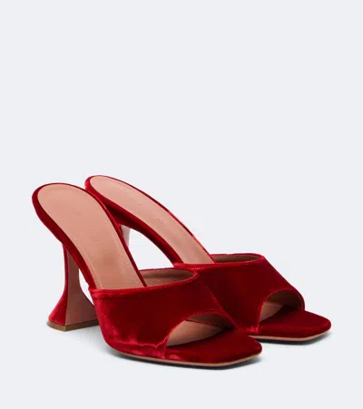 Amina Muaddi Lupita Velvet Mules In Red