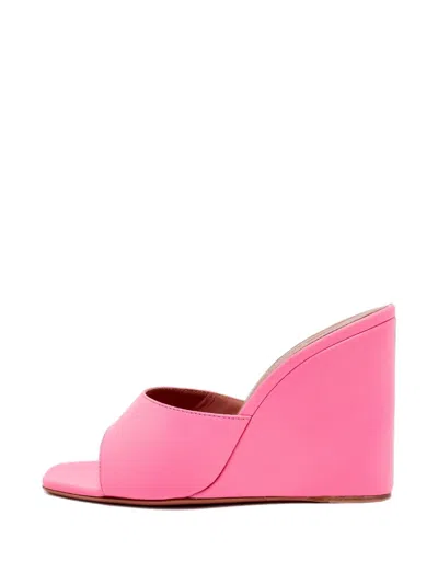 Pre-owned Amina Muaddi Lupita Wedge Sandals In Pink