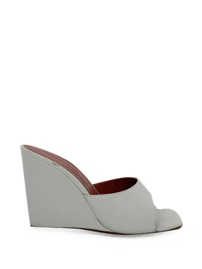 Pre-owned Amina Muaddi Lupita Wedge Sandals In White