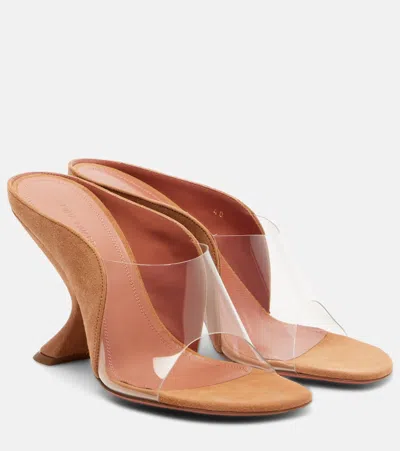 Amina Muaddi Mackenzie Pvc And Suede Mules In Brown