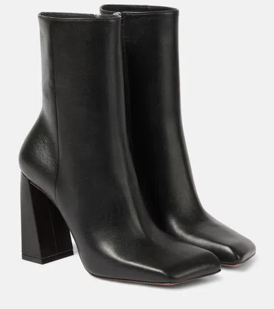 Amina Muaddi Woman Ankle Boots Black Size 6.5 Leather