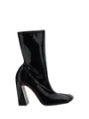 Amina Muaddi Marine 100mm Leather Ankle Boots In Latex Black