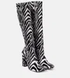 Amina Muaddi Marine Stretch 95 Velvet Knee-high Boots In Black