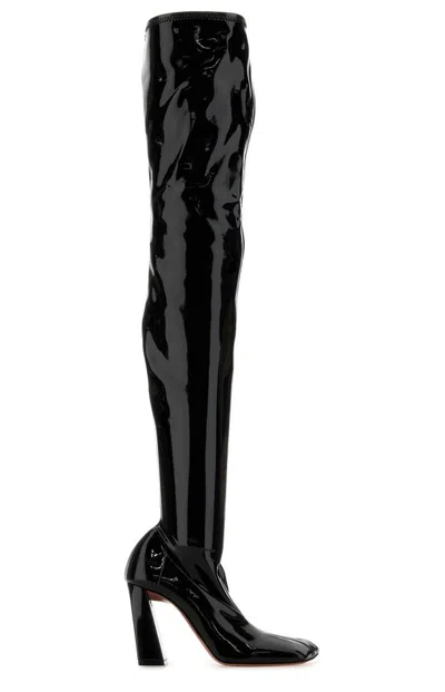 Amina Muaddi Marine Stretch Thigh High Boots In Black