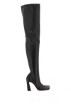 Amina Muaddi Leather Thigh-high Block Heel Boots