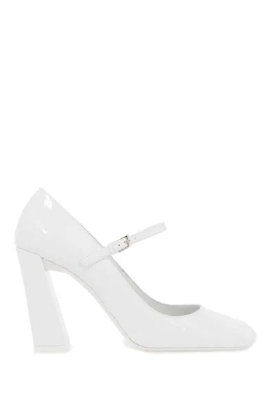 Amina Muaddi 95mm Charlotte Mary Jane Pumps In White