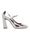 Amina Muaddi Charlotte 95 Leather Mary Jane Pumps In Gray