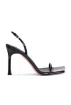 Amina Muaddi Black Maya Slingback Heeled Sandals In Black & Silver