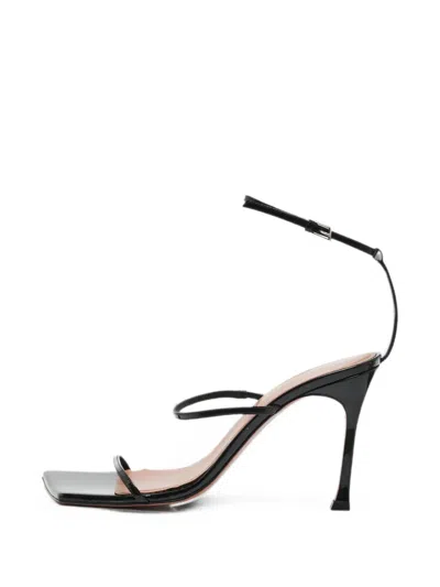 Pre-owned Amina Muaddi Maya Geometric-heel Sandals In Black