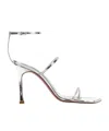 Amina Muaddi Calf Leather Maya Sandals With Adjustable Buckle In Silver