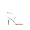 Amina Muaddi Maya 95mm Metallic Leather Sandals In Silver