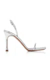 Amina Muaddi Maya Mirrored-leather Sandals In Silver
