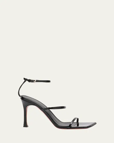 Amina Muaddi Maya Patent Ankle-strap Sandals In Black