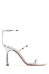 Amina Muaddi Maya Leather Sandals In Silver