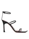 Amina Muaddi Black Patent Calf Leather Maya Sandals In Negro