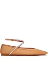 Amina Muaddi Square Toe Ballet Shoes In Brown
