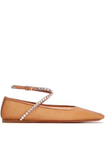 AMINA MUADDI MESH BALLERINA SHOES