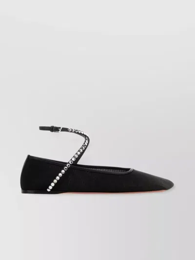 Amina Muaddi Mesh Crystal Ballerina Flats Women In Black