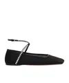 Amina Muaddi Ane Crystal-embellished Mesh Ballerina Shoes In Black