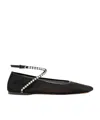 Amina Muaddi Ane Crystal-embellished Mesh Ballerina Shoes In Black