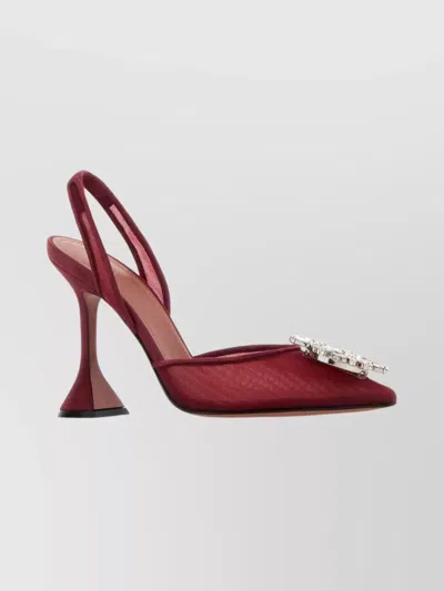 Amina Muaddi Mesh Begum Pumps Featuring Flared Heel In Red