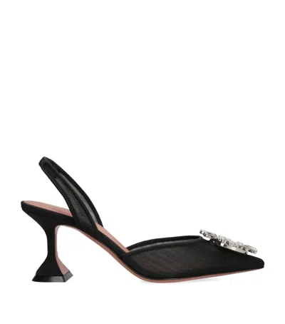 Amina Muaddi Mesh Begum Slingback Pumps 70 In Black
