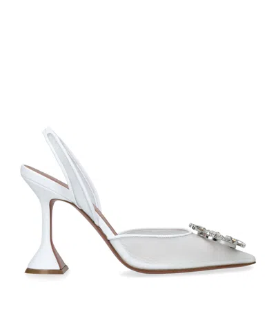 Amina Muaddi Mesh Begum Slingback Pumps 95 In White