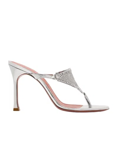 Amina Muaddi Mesh Decorative High-heeled Sandals In White
