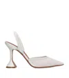 Amina Muaddi Holli 70 Leather Slingback Pumps In White