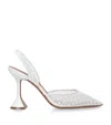 Amina Muaddi Mesh Holli Slingback Pumps 95 In White