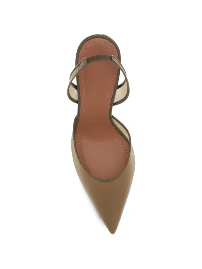 Amina Muaddi Mesh Holli Slingback Sandals In Green