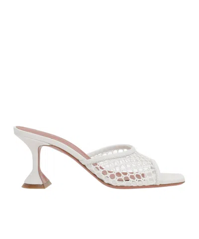 Amina Muaddi Mesh Muller Sandals In White