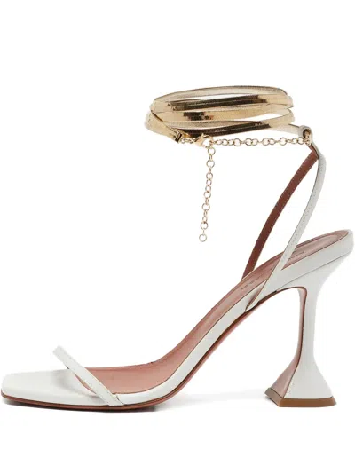 Pre-owned Amina Muaddi Metal Wrap Leather Sandals