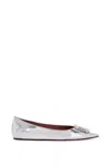 Amina Muaddi 5mm Camelia Mirror Leather Ballerinas In Silver