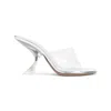 Amina Muaddi Metallic Open-toe Sandals With Sculptural Heel In Silver